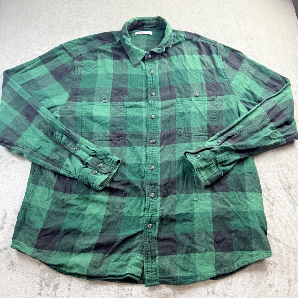Sonoma Goods For Life Buffalo Plaid Flannel Button Up Shirt XXL Green Black